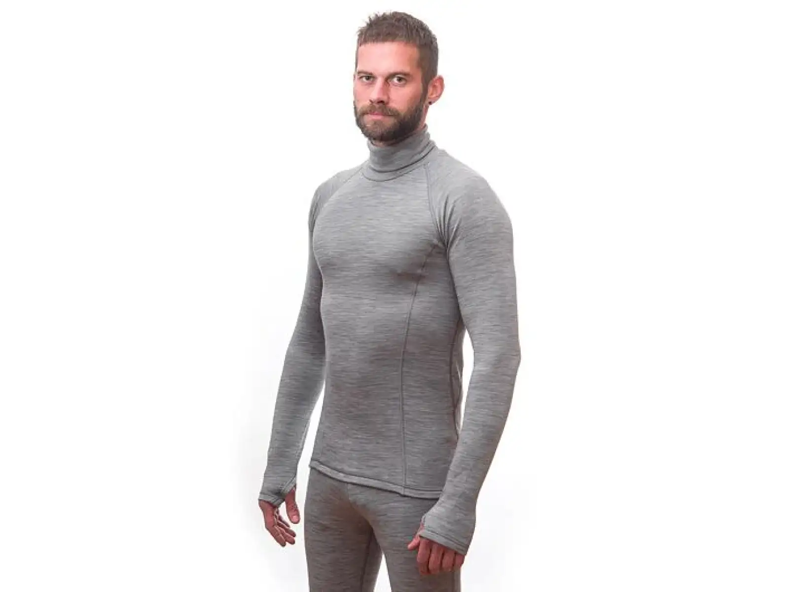 Sensor Merino Bold Neck męska koszulka długi rękaw Cool Gray