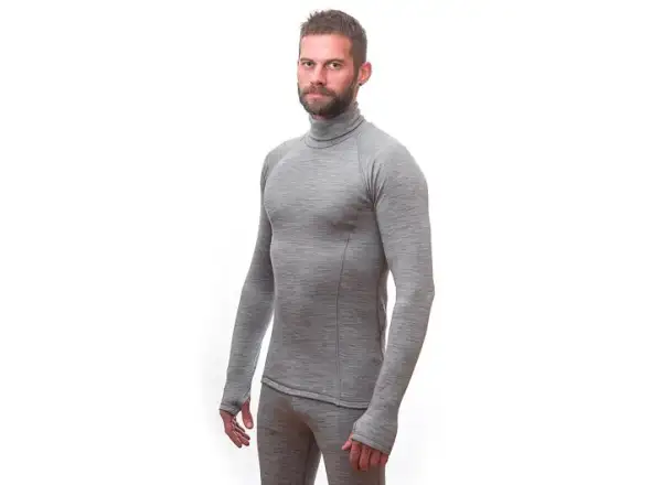 Sensor Merino Bold Neck męska koszulka długi rękaw Cool Gray