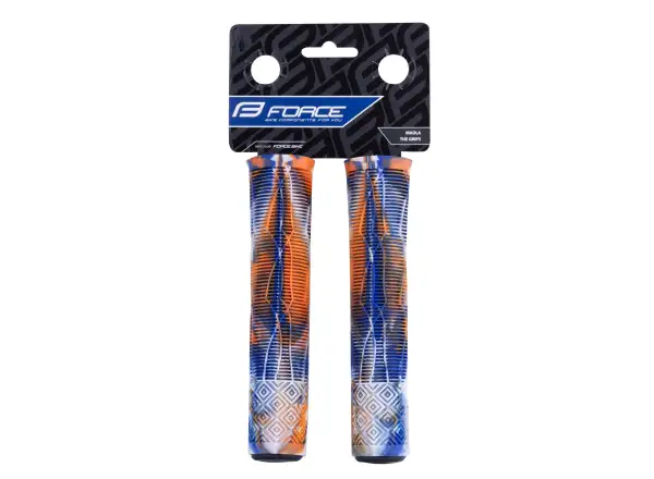 Force BMX160 gumowe chwyty białe/niebieskie/pomarańczowe