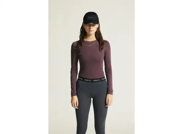 Craft Core Wool Merino damski zestaw koszulka długi rękaw+spodnie czerwona