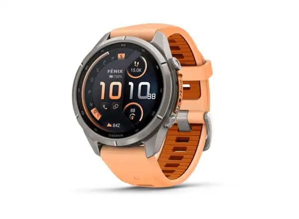 Garmin fenix 9 Pro – inReach 43 mm inteligentny zegarek Titanium Shell pink/autumn orange silikonowy pasek