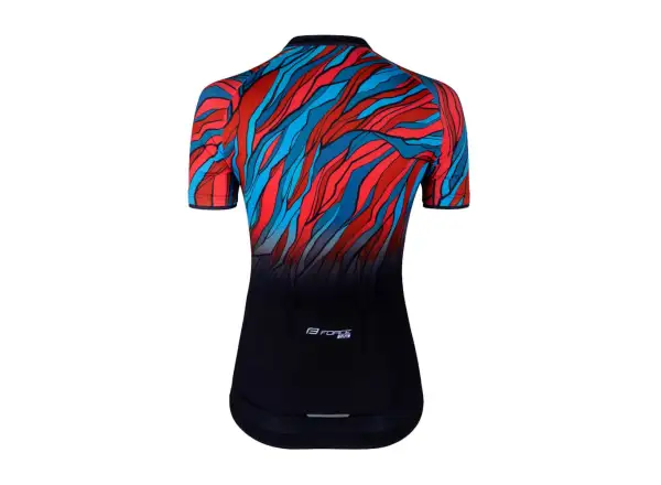 Force Life Lady damski dres krótki rękaw czarna/petrolowa/czerwona