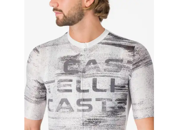 Castelli Stratus Logo męska koszulka z krótkim rękawem White/Smoky Gray