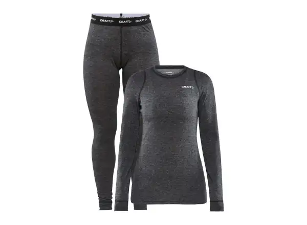 Craft Core Wool Merino damski zestaw koszulka długi rękaw+spodnie czarna