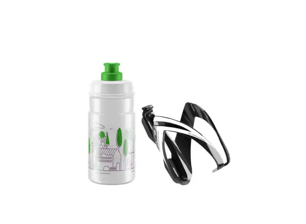 Elite Kit CEO koszyk Black Glossy + JET butelka 350 ml Clear/Green Logo