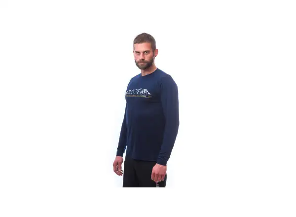 Sensor Merino Active PT Mountains męska koszulka z długim rękawem Deep Blue