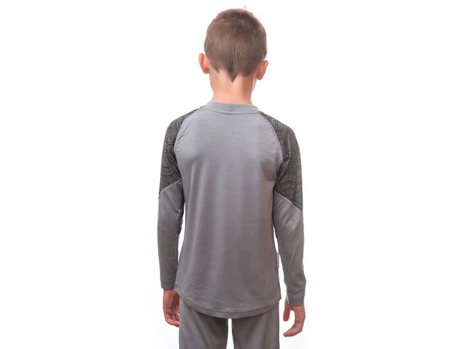 Sensor Merino Impress Set dziecięca koszulka długi rękaw + spodnie szary/Maori