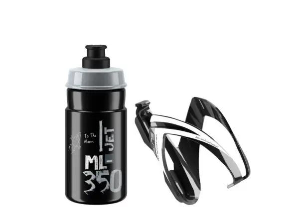 Elit Kit Ceo koszyk Black Glossy + bidon JET 350 ml Clear/Grey Logo