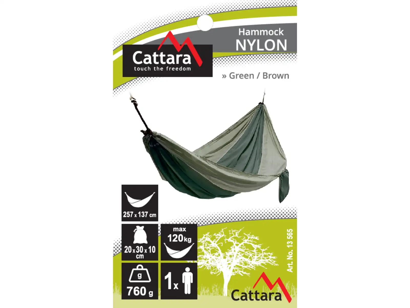 Cattara hamak nylon zielono-brązowa
