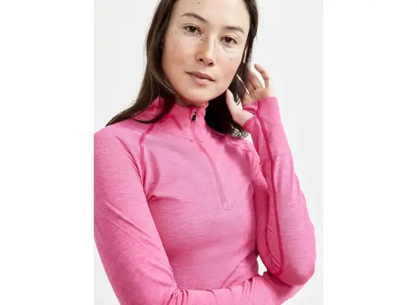 Craft CORE Dry Active Comfort Zip damska koszulka dlugi rekaw różowa