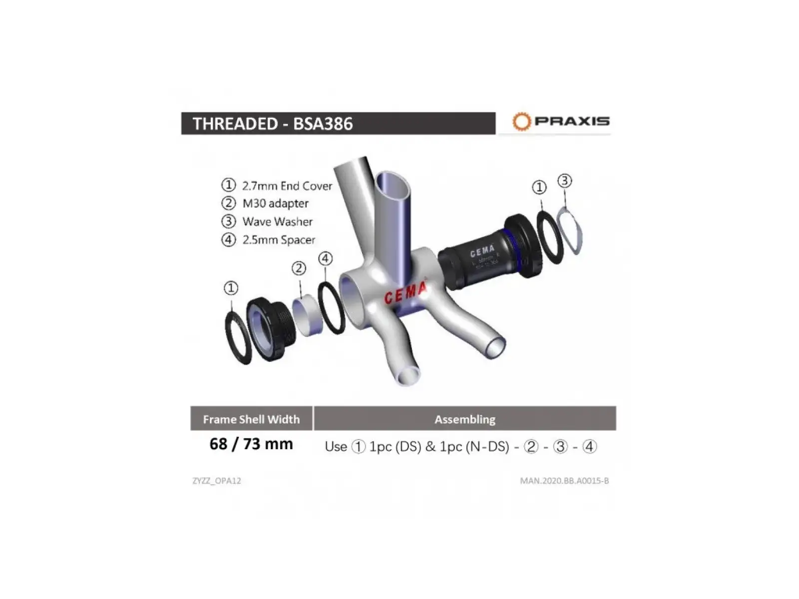 Cema Praxis M30 suport rowerowy Steel czarna BSA
