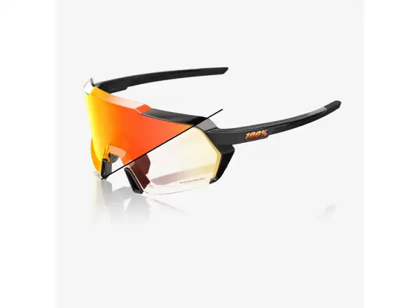 100% Korbin okulary Gloss Metallic Black Orange Flash Mirror Photochromic