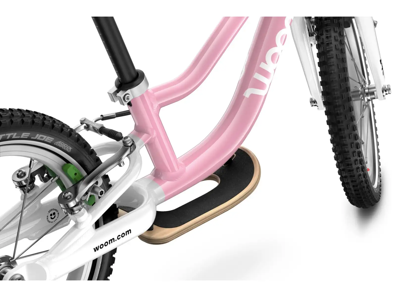 Woom GO 1 Plus dziecięcy rowerek biegowy 14" kolor Powder Pink