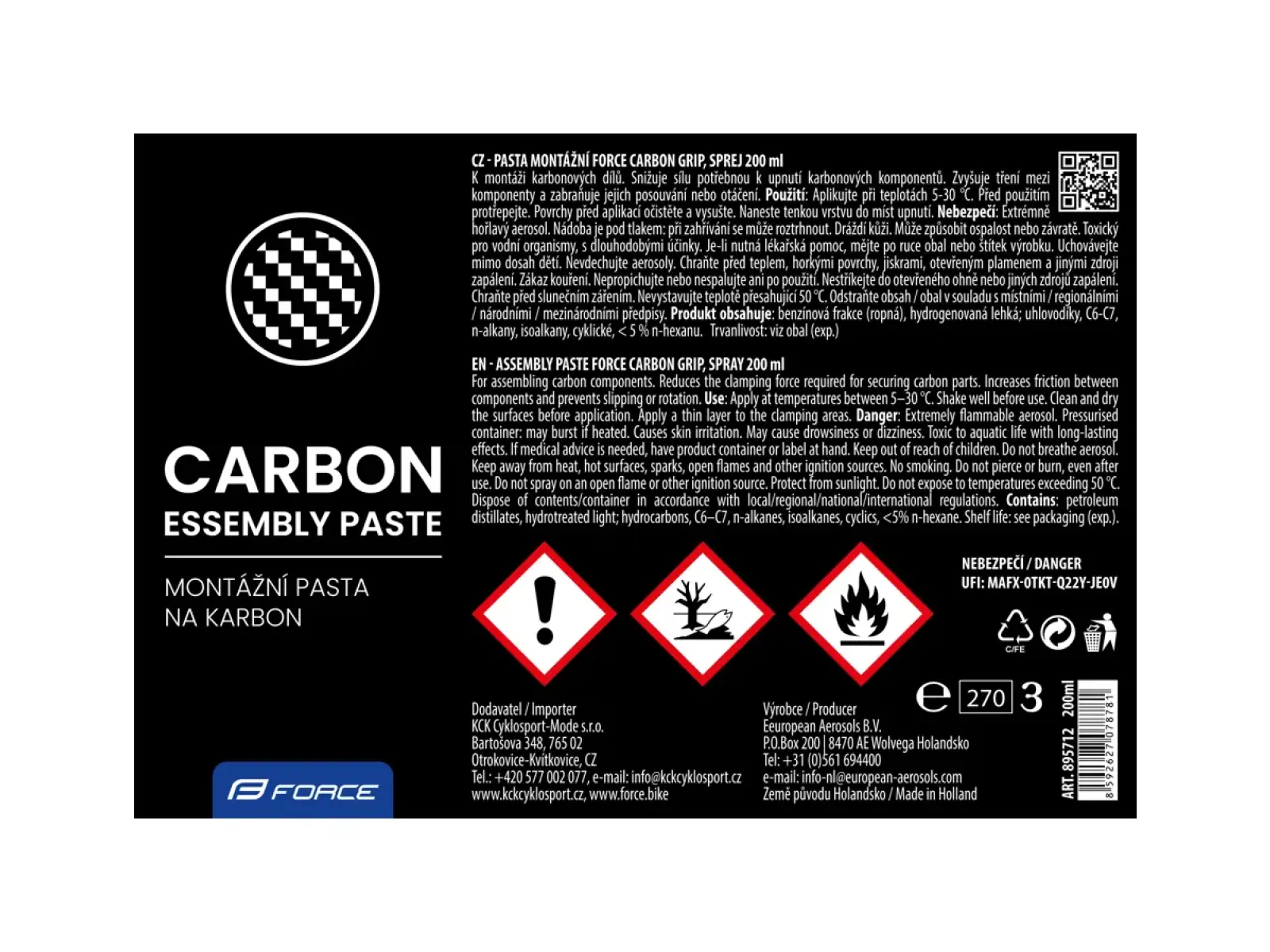 Force Carbon Grip 200 ml smar-spray