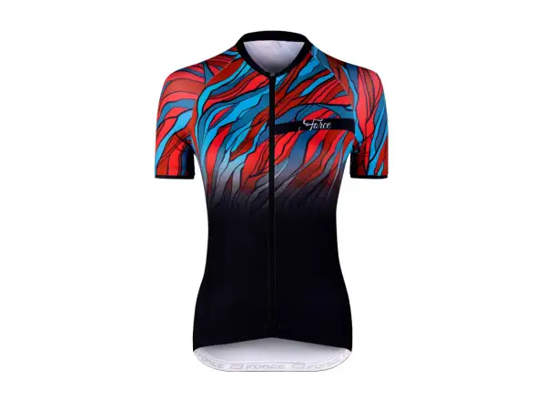 Force Life Lady damski dres krótki rękaw czarna/petrolowa/czerwona