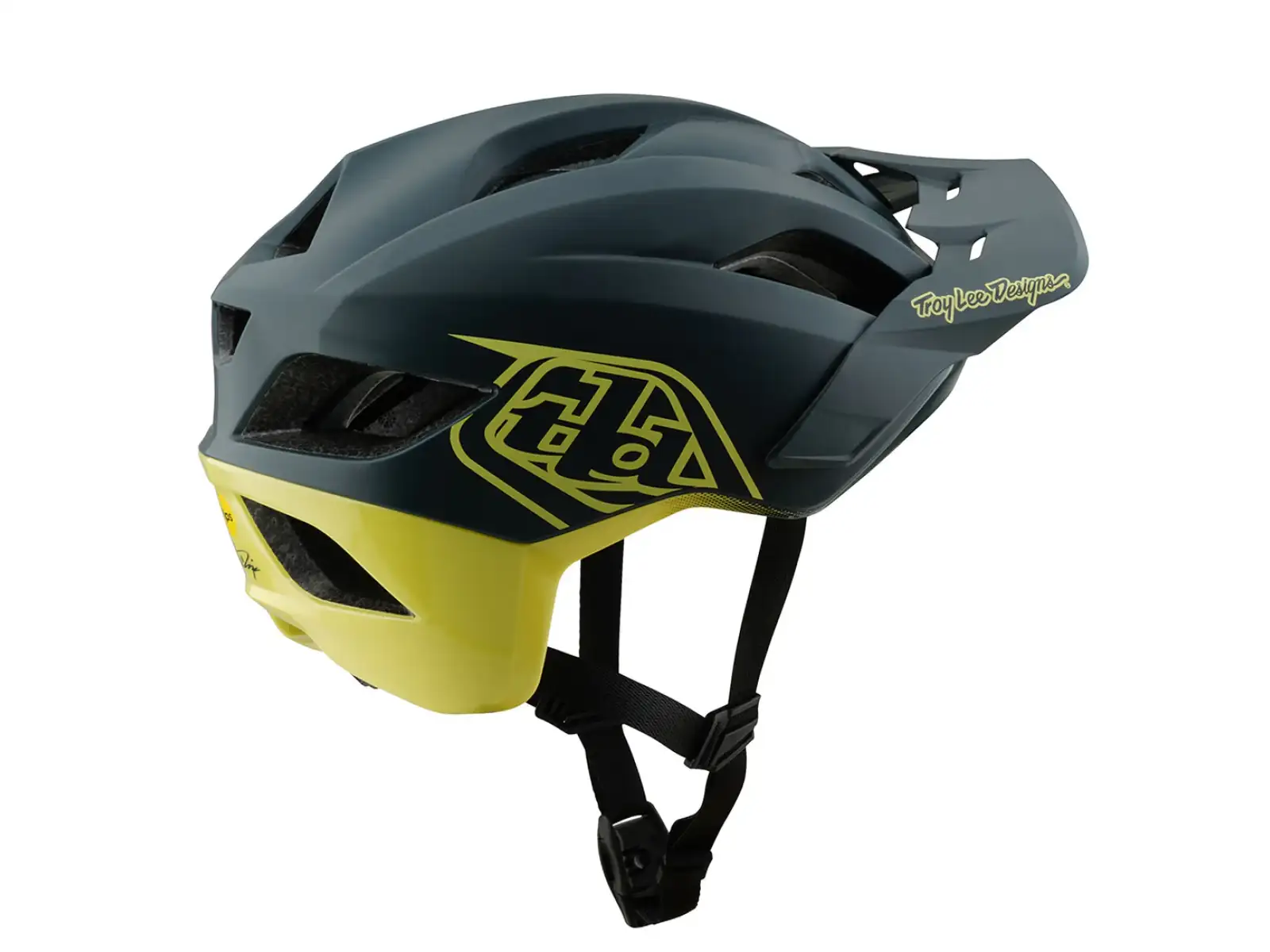 Troy Lee Designs Flowline SE kask Badge Gray/GLO Yellow
