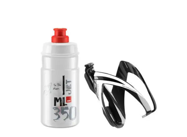 Elite Kit CEO zestaw koszyk Black Glossy + JET butelka 350 ml Clear/Red Logo