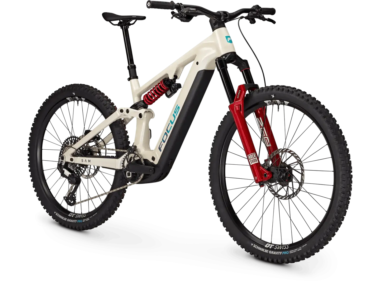 Focus SAM 9 600Wh w pełni amortyzowany rower elektryczny Champagne / Shellwhite