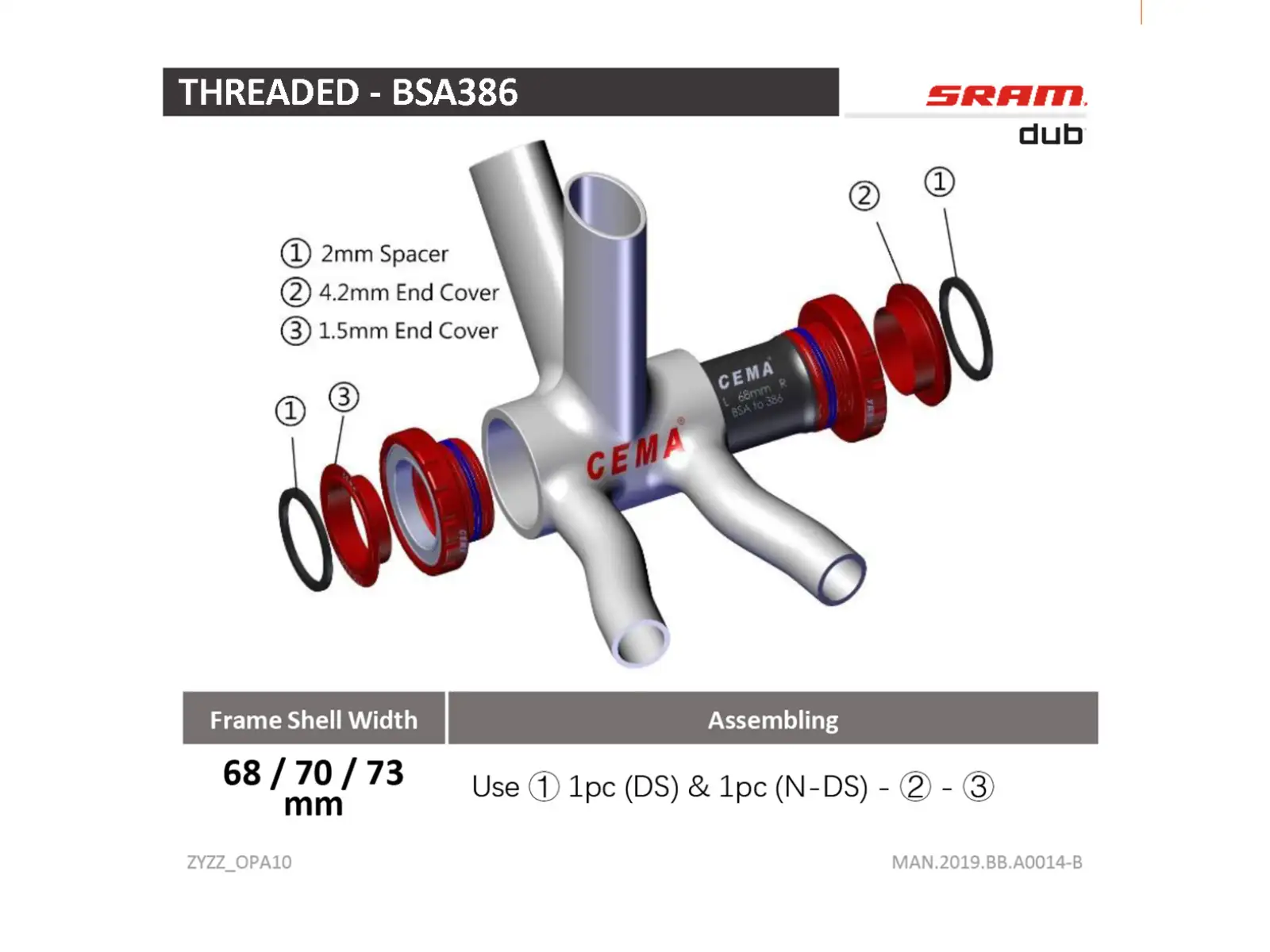 Cema Sram DUB suport środkowy Steel czarny