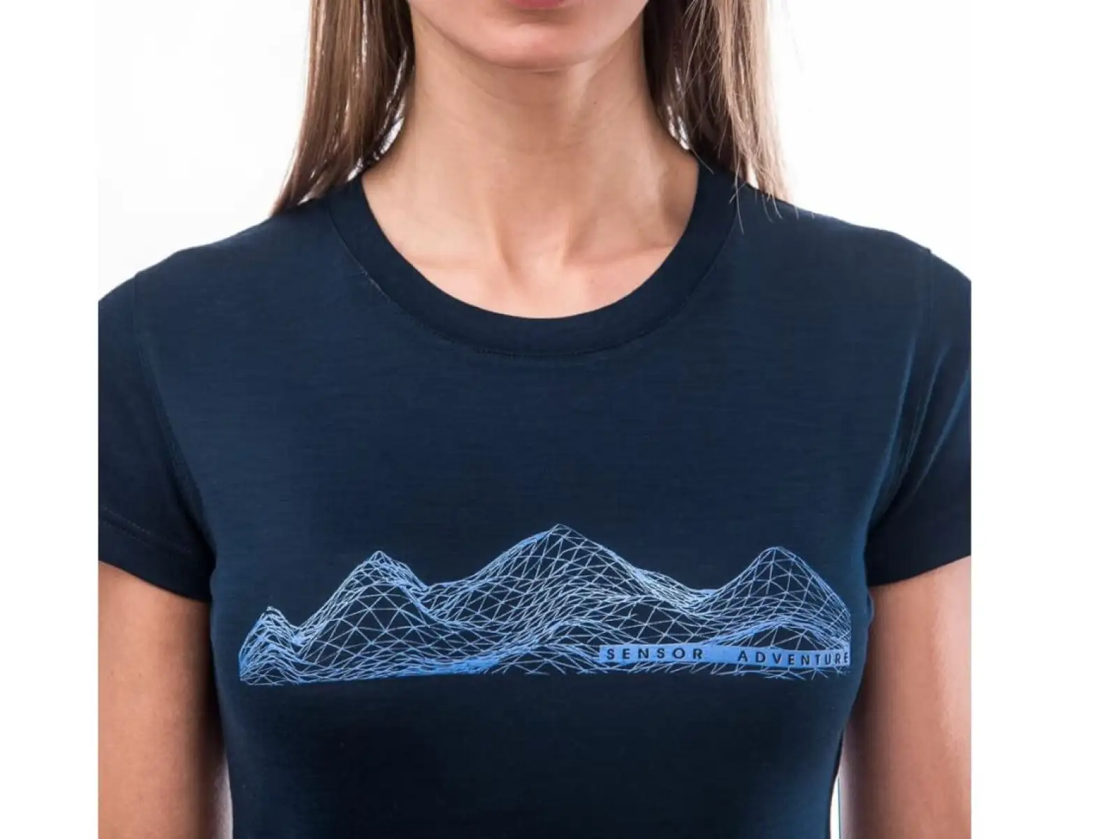 Sensor Merino Active PT Mountains damska koszulka krótki rękaw Deep Blue