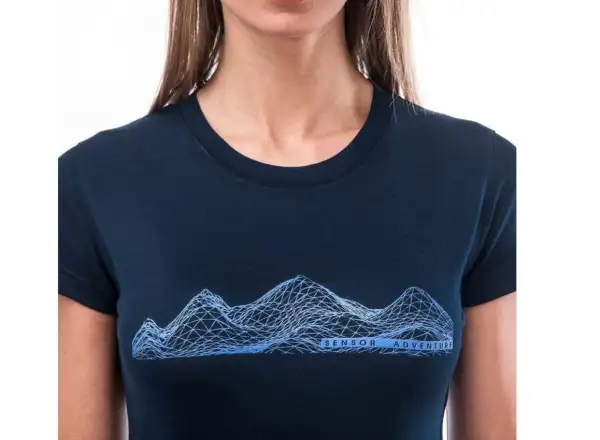Sensor Merino Active PT Mountains damska koszulka krótki rękaw Deep Blue
