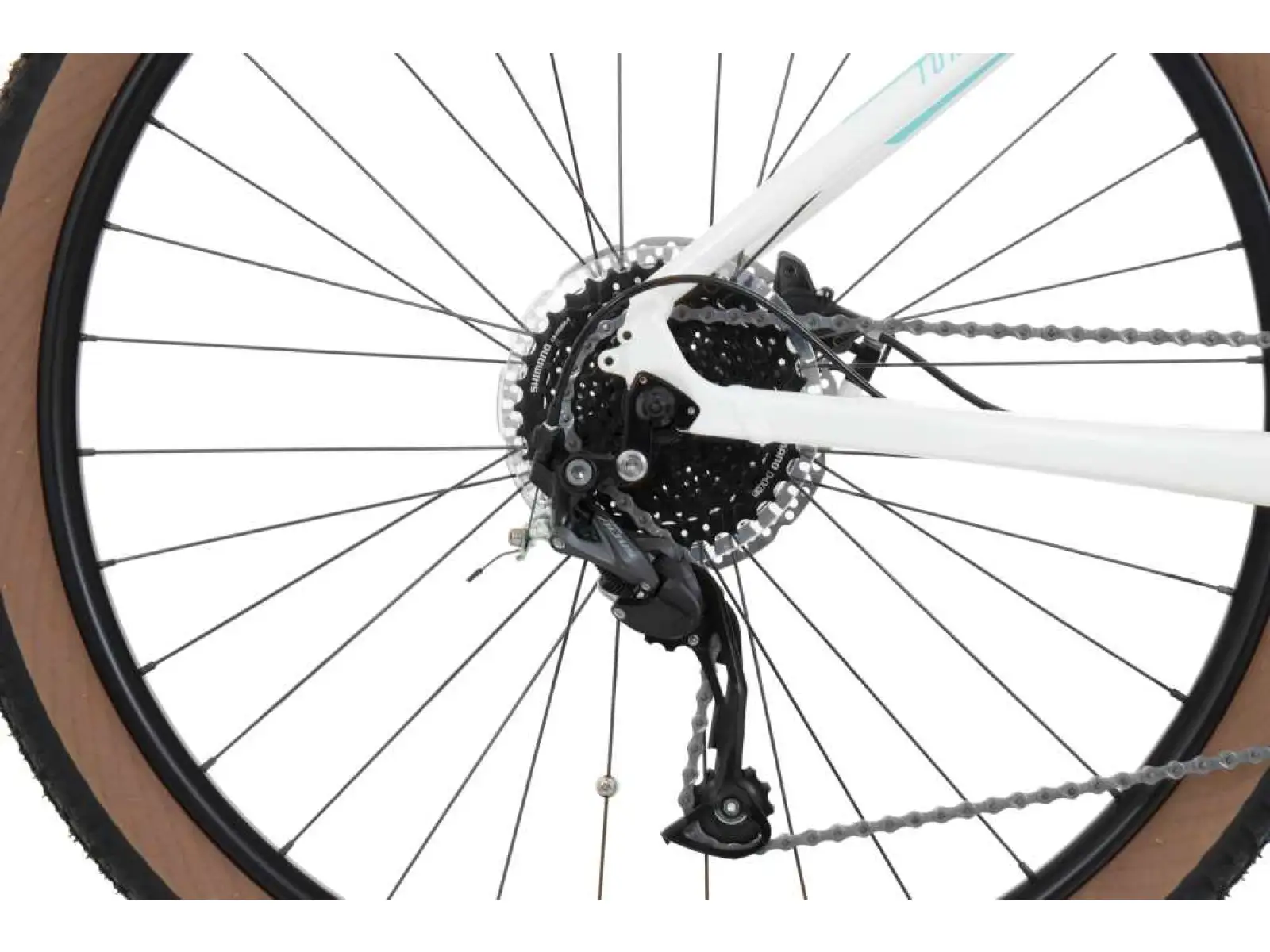 Rock Machine Torrent e30-29 niskoprofilowy rower elektryczny Gloss White/Petrol/Neon Cyan