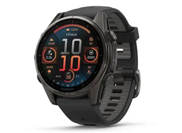 Garmin fenix 8 - 43 mm AMOLED Sapphire inteligentny zegarek Carbon titanium Black/Pebble grey