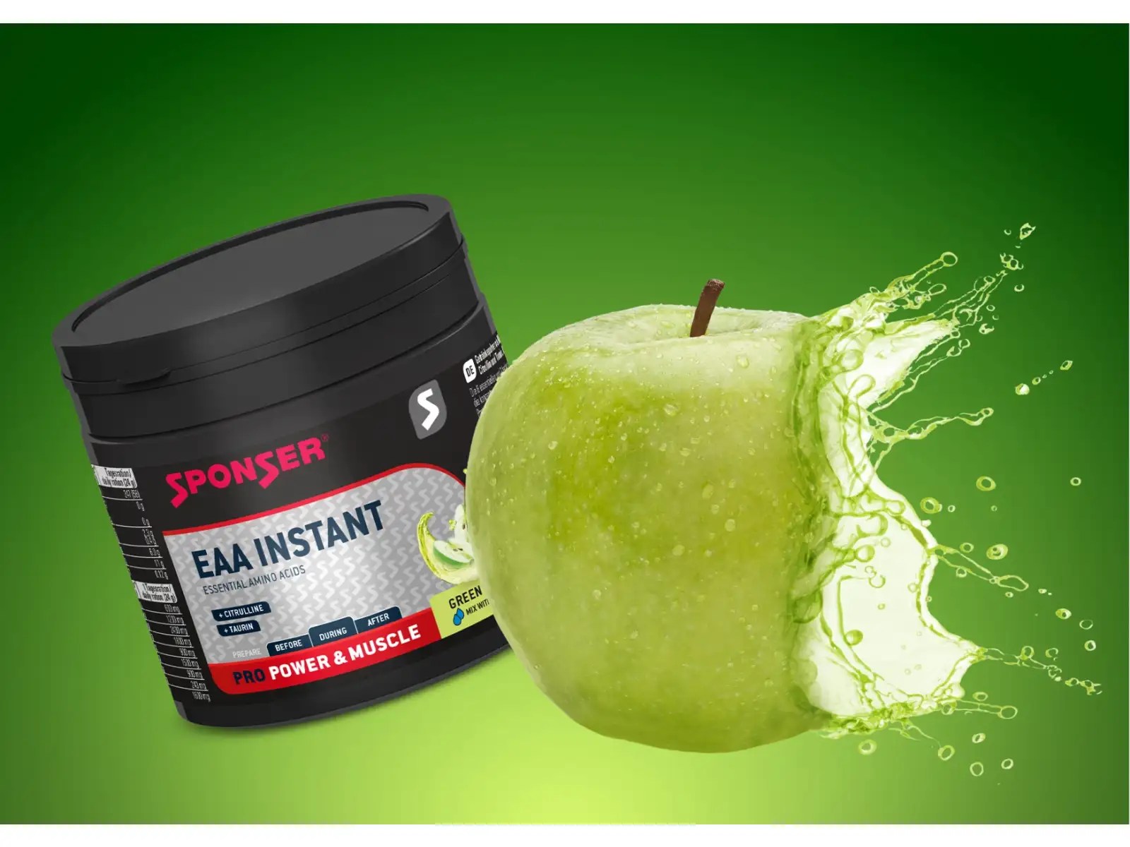 Sponser EAA Instant 300 g Aminokwasy w proszku Green Apple