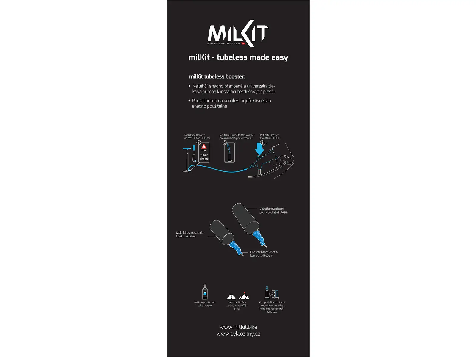milKit booster 2w1 pompa ciśnieniowa 0,6 l czarna