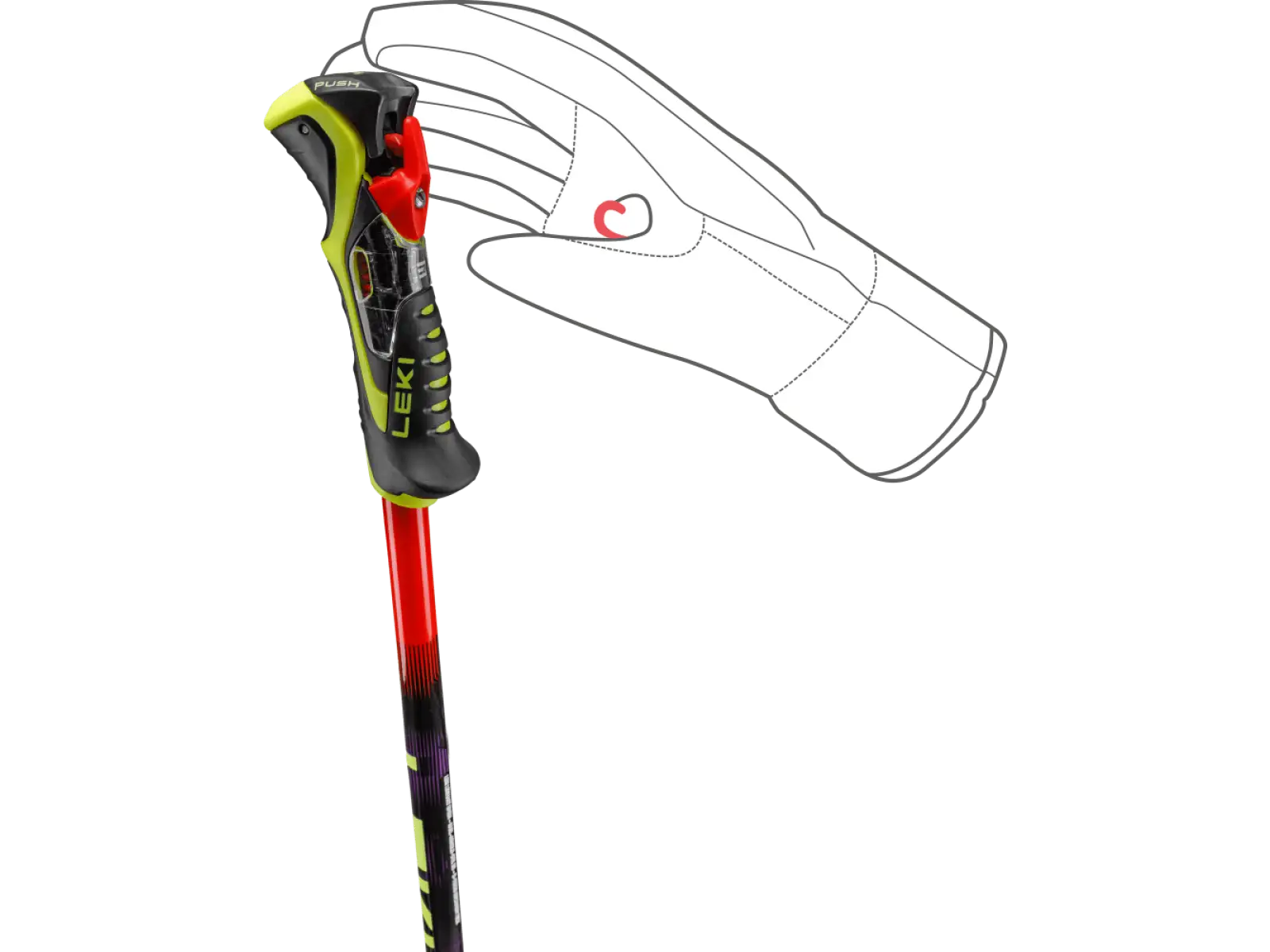 Leki WCR Pro Lite SL TR kije zjazdowe Bright red-violet-neonyellow