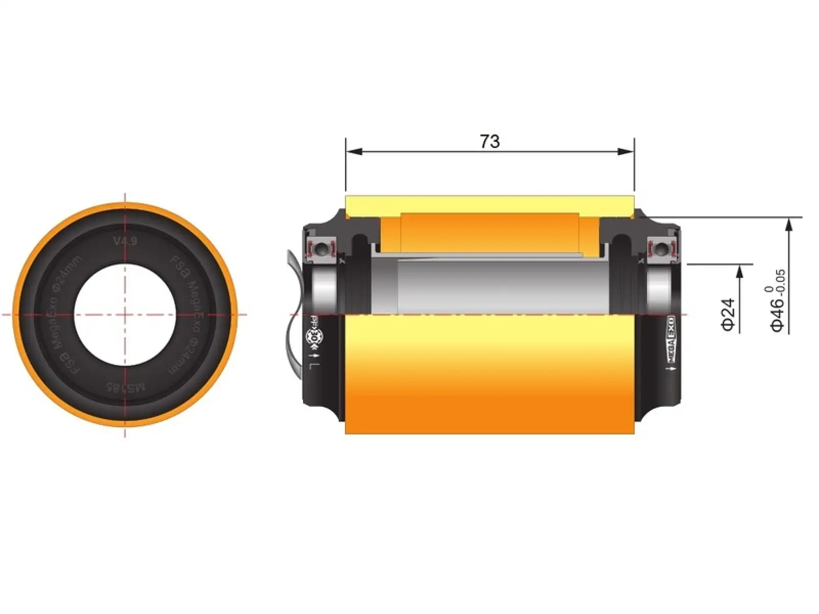 FSA MTB M3 Press Fit miski suportu PF-30 46x73 mm AL