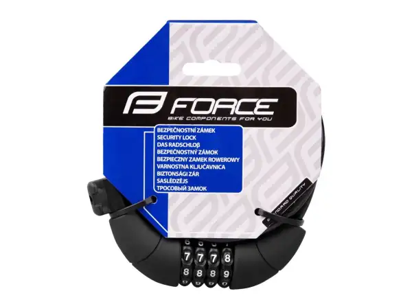Force Lux zamek spirala 180 cm/8 mm 4kod + uchwyt czarna