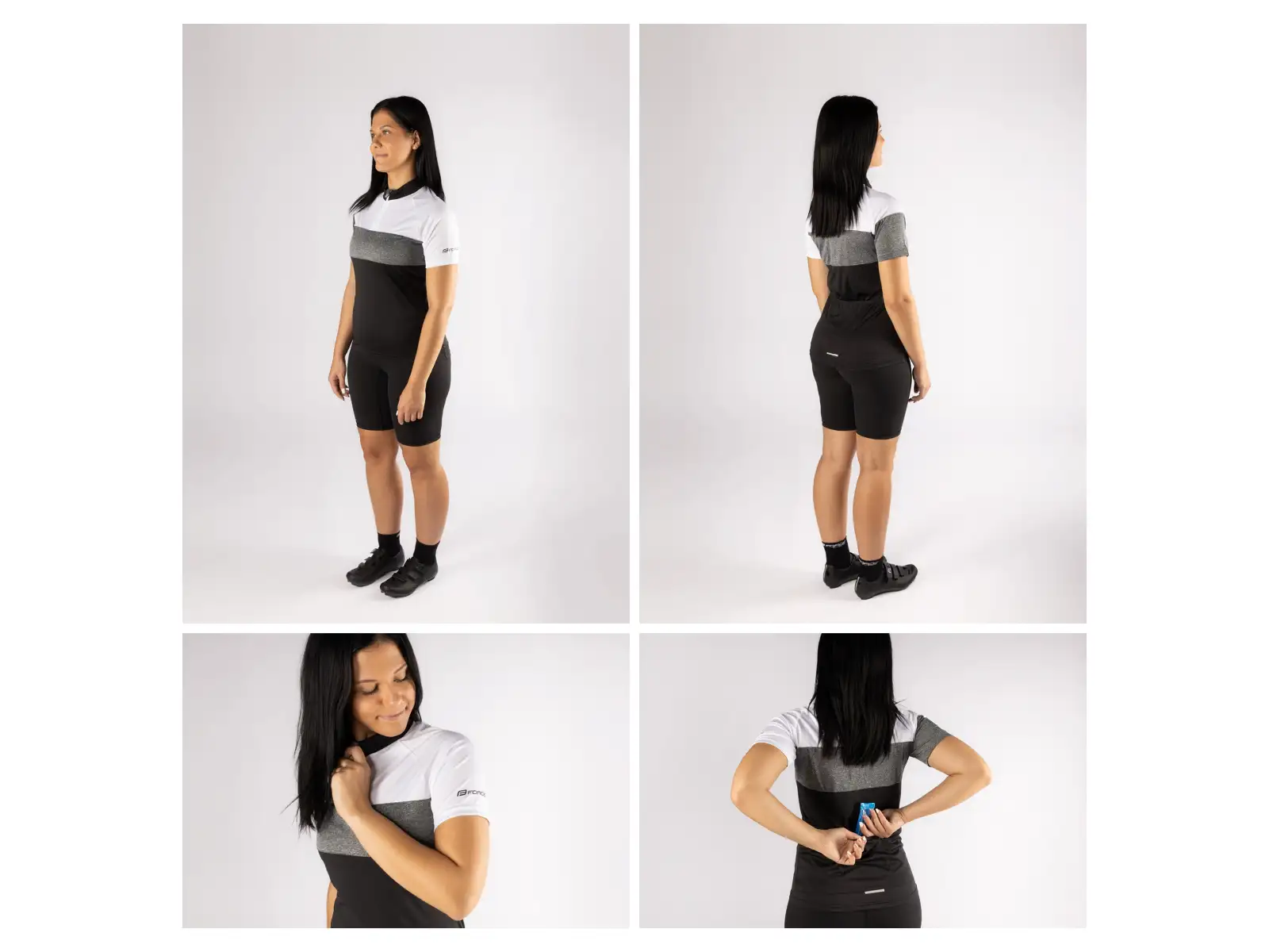 Force View Lady damski dres krótki rękaw czarna/biała/szara