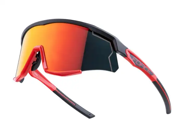 Force Sonic okulary rowerowe czarna/czerwona, czerwone lustrzane soczewki