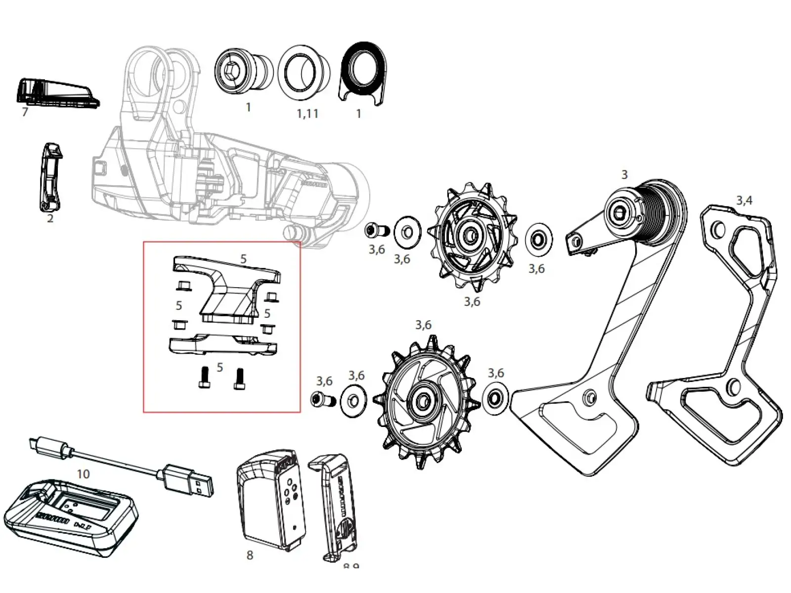 Sram RD outer link Red XPLR część zamienna przerzutki