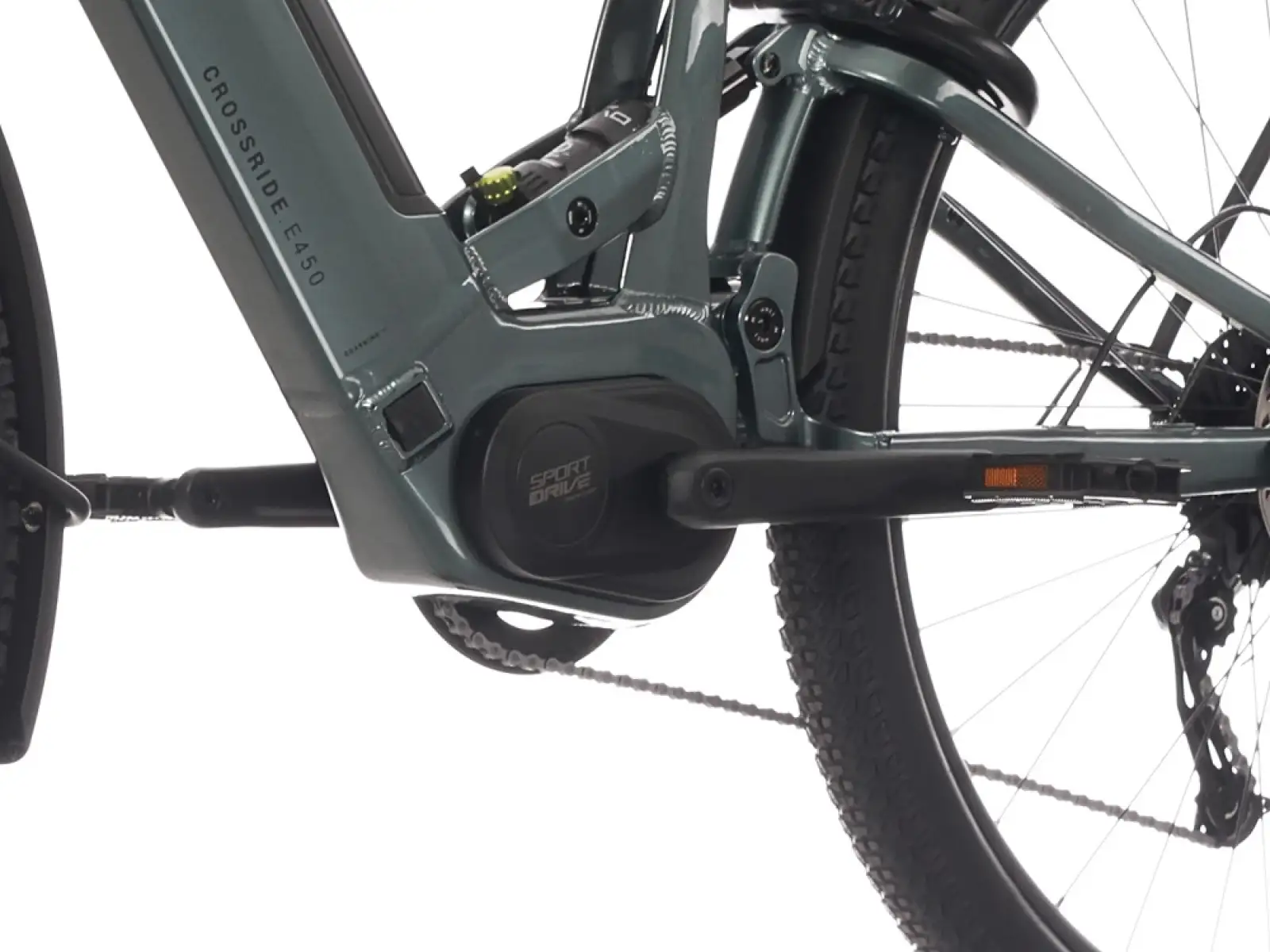 Rock Machine Crossride e450 FS niskie wejście całkowicie zawieszony rower elektryczny Ocean Grey/Black