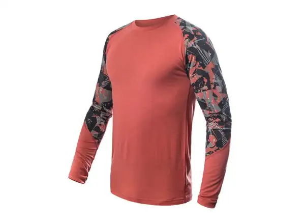 Sensor Merino Impress męska koszulka długi rękaw Terracotta/Rush