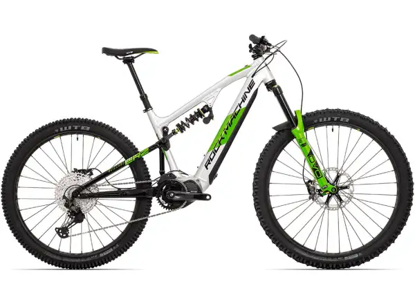 Rock Machine Blizzard INT e90-297 Gloss Silver/Black/Green rower elektryczny z pełnym zawieszeniem