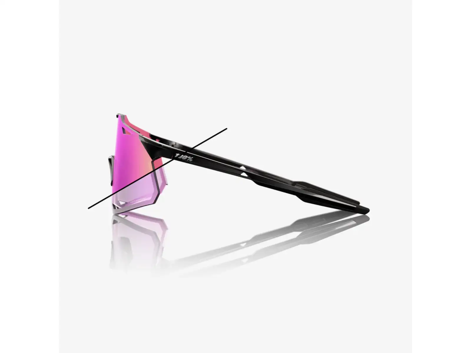 100% Hypercraft okulary Gloss Black/Photochromic Purple Mirror