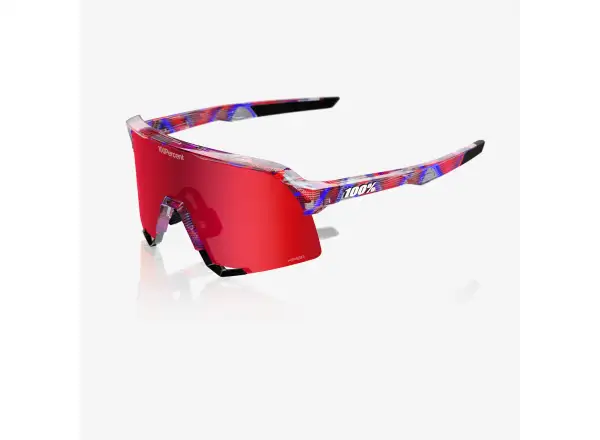 100% S3 okulary FDJ Gloss Translucent Red/Blue/HiPER Fire Red Mirror Lens