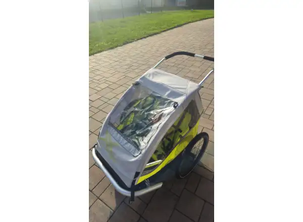 XLC Duo8teen dziecięca przyczepka rowerowa dwuosobowa żółta Sprawdzono