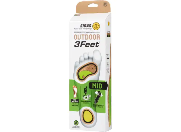 Sidas 3Feet Outdoor Mid wkładki do butów średnie podbicie 1 para