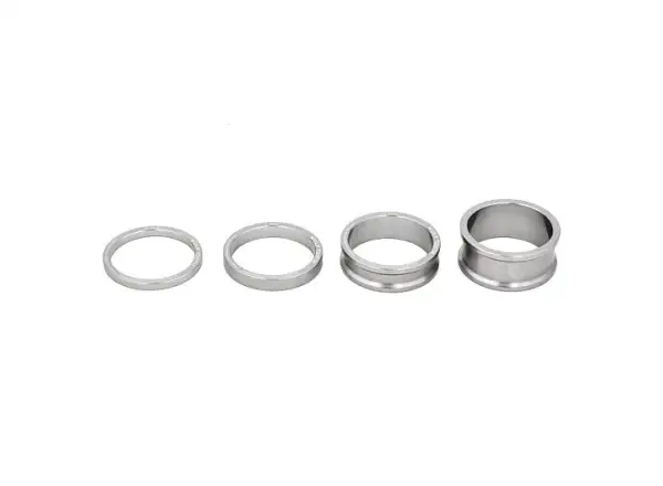 Wolf Tooth zestaw podkładek 3,5,10,15 mm do mostka 1 1/8" srebrna