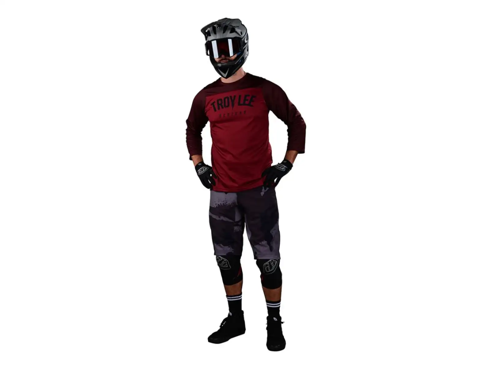 Troy Lee Designs Ruckus męska koszulka rowerowa 3/4 rękaw Camber oxblood