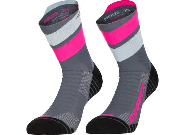Dynafit Ultra Mid skarpety do biegania Cinder/Pink Glo