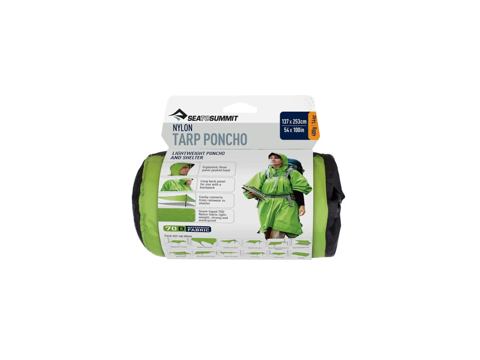 Sea to Summit Nylon Tarp Poncho Zielony