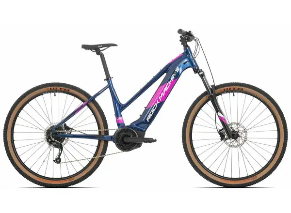 Rock Machine Torrent INT e50-29 Gloss Blue/Silver/Pink niskopodłogowy rower górski elektryczny