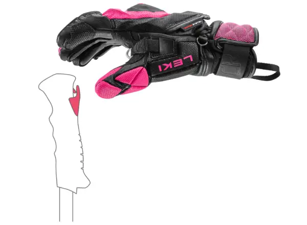Leki WCR Venom SL 3D damskie wyścigowe rękawice Black-Pink