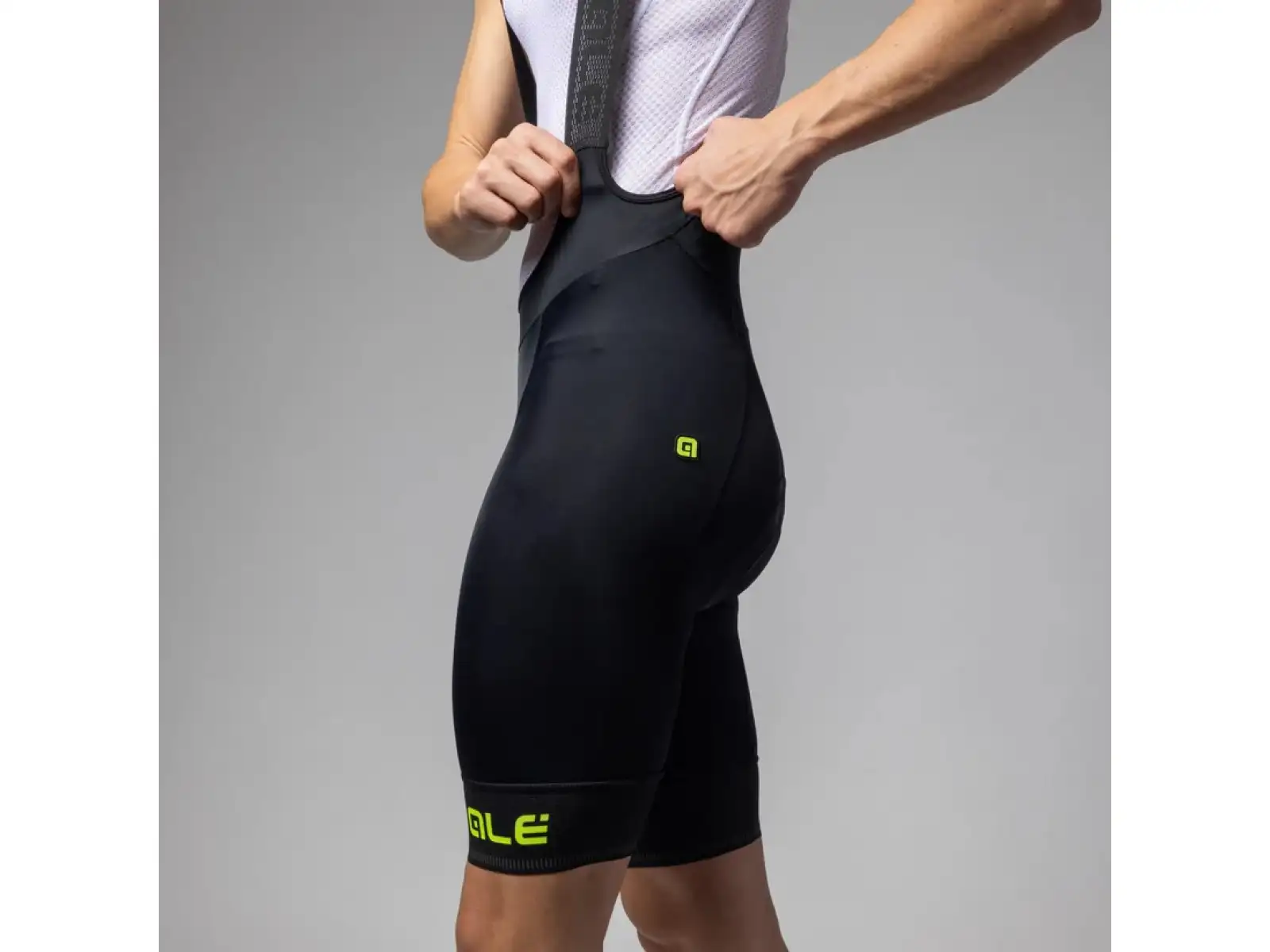 Alé Pragma Corsa 2.0 męskie spodenki z wkładką i szelkami Black/Fluo Yellow