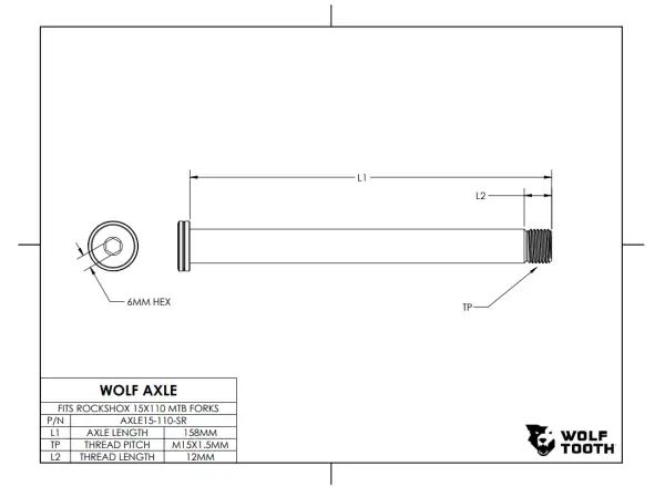 Wolf Tooth sztywna oś do widelca RockShox 110mm Boost czarna
